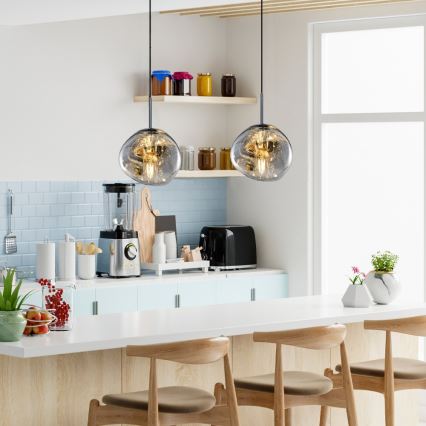 Pakaramā lampa CRUMPLED ar vadu 1xE27/24W/230V Ø 18 cm dūmota