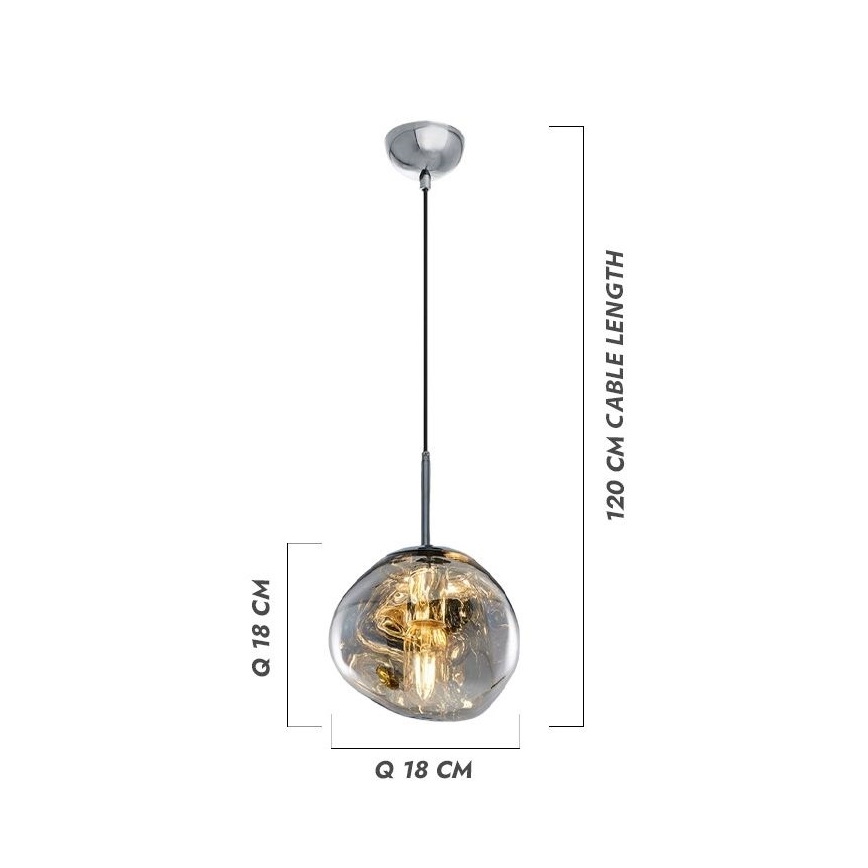 Pakaramā lampa CRUMPLED ar vadu 1xE27/24W/230V Ø 18 cm dūmota