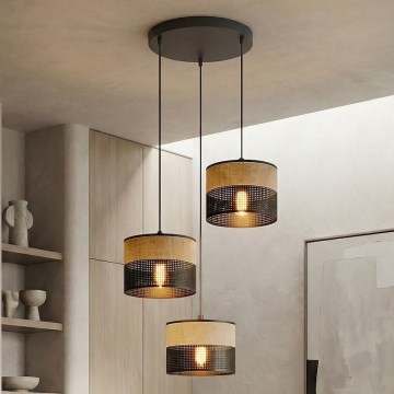 Pakaramā lampa KARBON ar kabeli 3xE27/15W/230V melna/brūna
