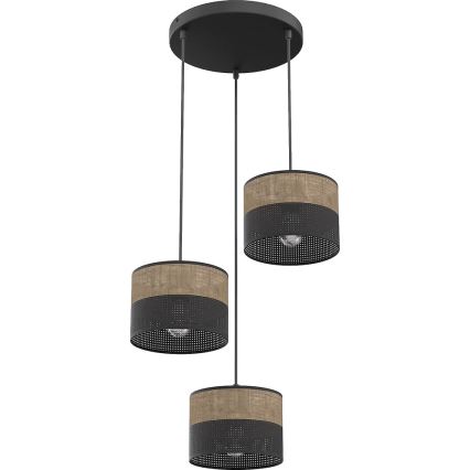 Pakaramā lampa KARBON ar kabeli 3xE27/15W/230V melna/brūna