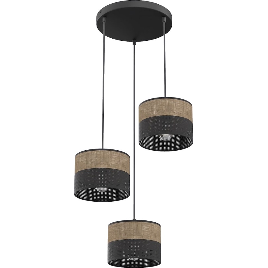 Pakaramā lampa KARBON ar kabeli 3xE27/15W/230V melna/brūna