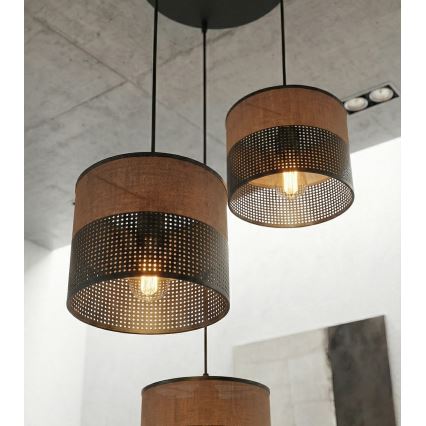 Pakaramā lampa KARBON ar kabeli 3xE27/15W/230V melna/brūna
