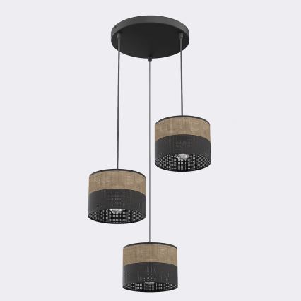 Pakaramā lampa KARBON ar kabeli 3xE27/15W/230V melna/brūna