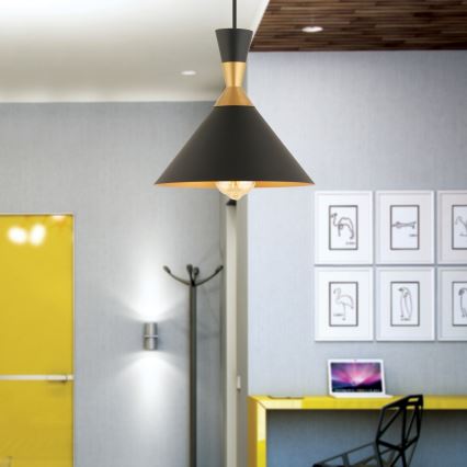 Pakaramā lampa MONZA 1xE27/40W/230V Ø 25 cm melna/zelta