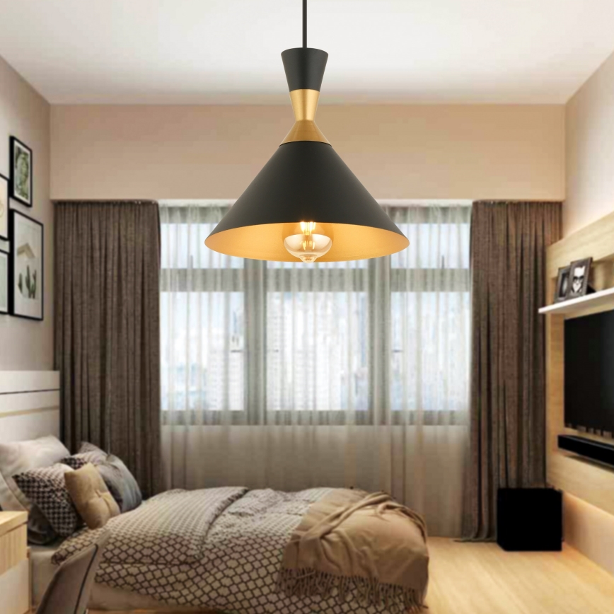 Pakaramā lampa MONZA 1xE27/40W/230V Ø 25 cm melna/zelta