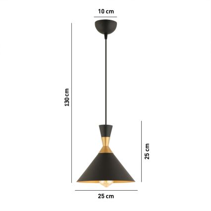Pakaramā lampa MONZA 1xE27/40W/230V Ø 25 cm melna/zelta