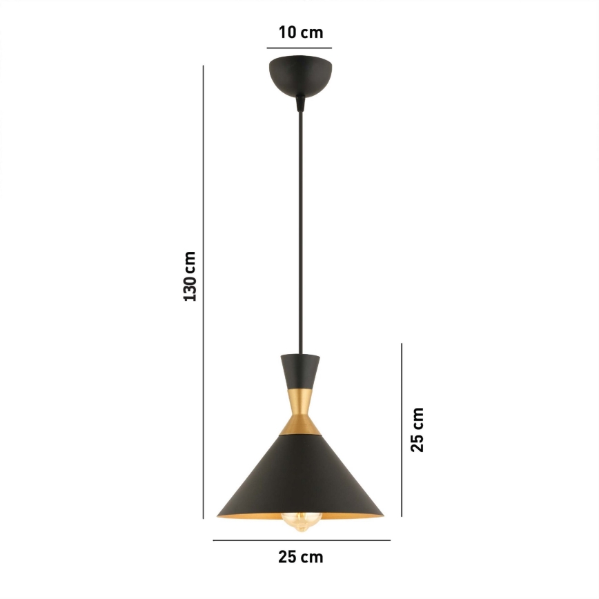 Pakaramā lampa MONZA 1xE27/40W/230V Ø 25 cm melna/zelta