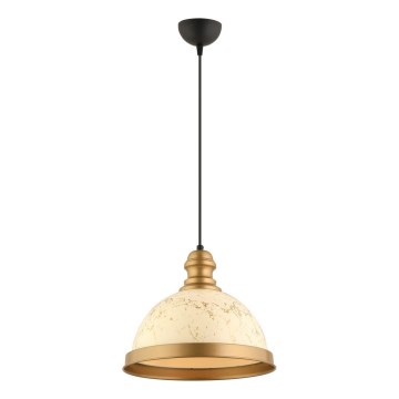 Pakaramā lampa MONZA uz vada 1xE27/40W/230V Ø 29 cm, krēmkrāsaina/bronzas krāsā