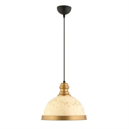 Pakaramā lampa MONZA uz vada 1xE27/40W/230V Ø 29 cm, krēmkrāsaina/bronzas krāsā