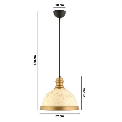 Pakaramā lampa MONZA uz vada 1xE27/40W/230V Ø 29 cm, krēmkrāsaina/bronzas krāsā