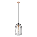 Pakaramā lampa OVELLA uz vada 1xE27/15W/230V, Ø 25 cm, melna/priede