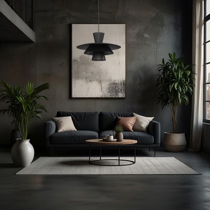 Pakaramā lampa PLATO uz vada 1xE27/15W/230V melna