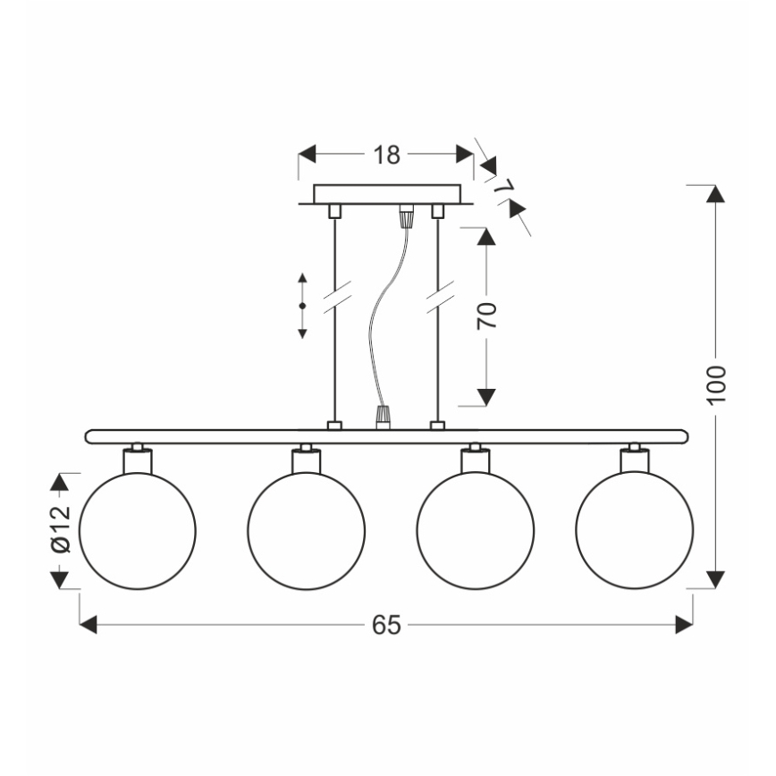 Pakaramā lampa SOMUL uz kabeļa 4xG9/20W/230V, dūmakaini melna