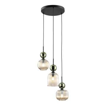 Pakaramā lampa SOPHIA 3xE14/10W/230V melna/zaļa/dūmakaina bēša