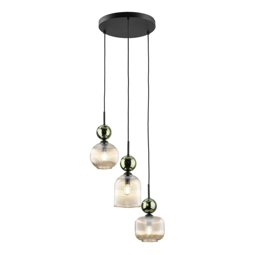 Pakaramā lampa SOPHIA 3xE14/10W/230V melna/zaļa/dūmakaina bēša
