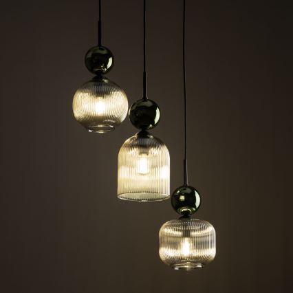 Pakaramā lampa SOPHIA 3xE14/10W/230V melna/zaļa/dūmakaina bēša