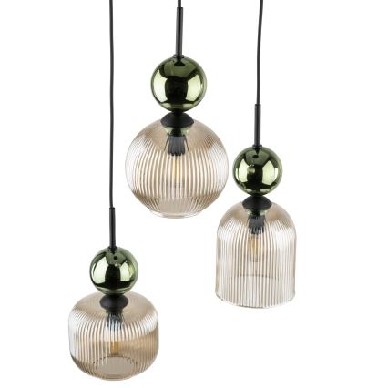 Pakaramā lampa SOPHIA 3xE14/10W/230V melna/zaļa/dūmakaina bēša