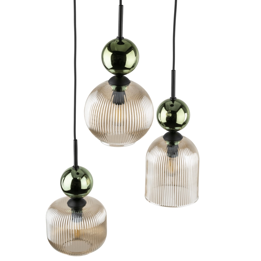Pakaramā lampa SOPHIA 3xE14/10W/230V melna/zaļa/dūmakaina bēša