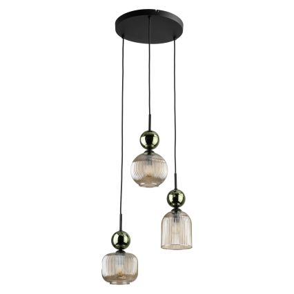 Pakaramā lampa SOPHIA 3xE14/10W/230V melna/zaļa/dūmakaina bēša