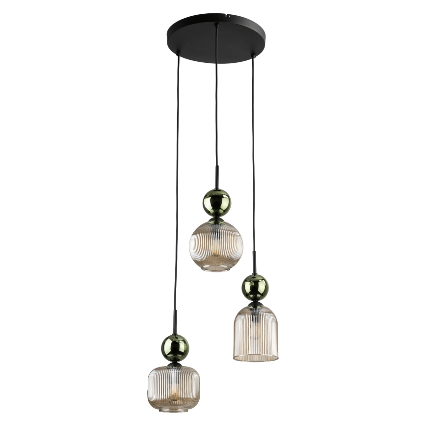 Pakaramā lampa SOPHIA 3xE14/10W/230V melna/zaļa/dūmakaina bēša