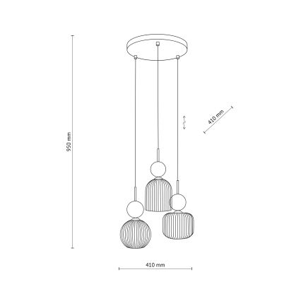 Pakaramā lampa SOPHIA 3xE14/10W/230V melna/zaļa/dūmakaina bēša