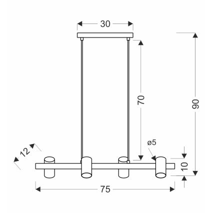 Pakaramā lampa uz auklas XILO 4xGU10/25W/230V, buka/balta
