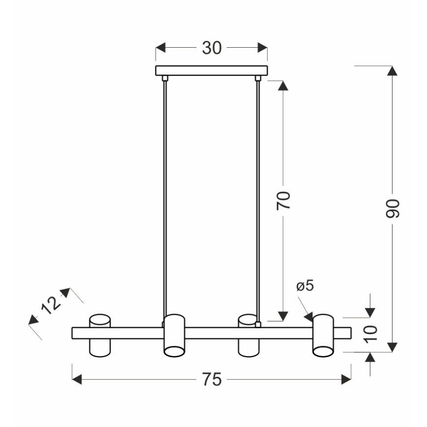 Pakaramā lampa uz auklas XILO 4xGU10/25W/230V, buka/balta