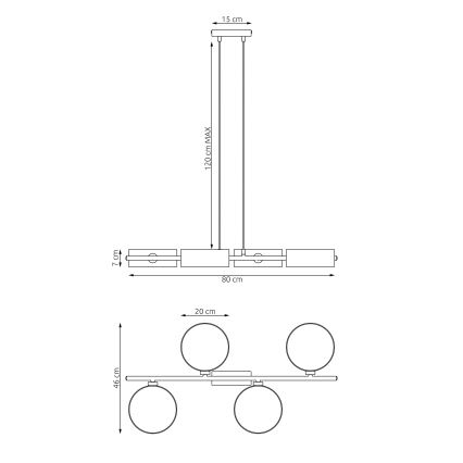 Pakaramā lampa uz kabeļa DRUMZ 4xE14/10W/230V brūna