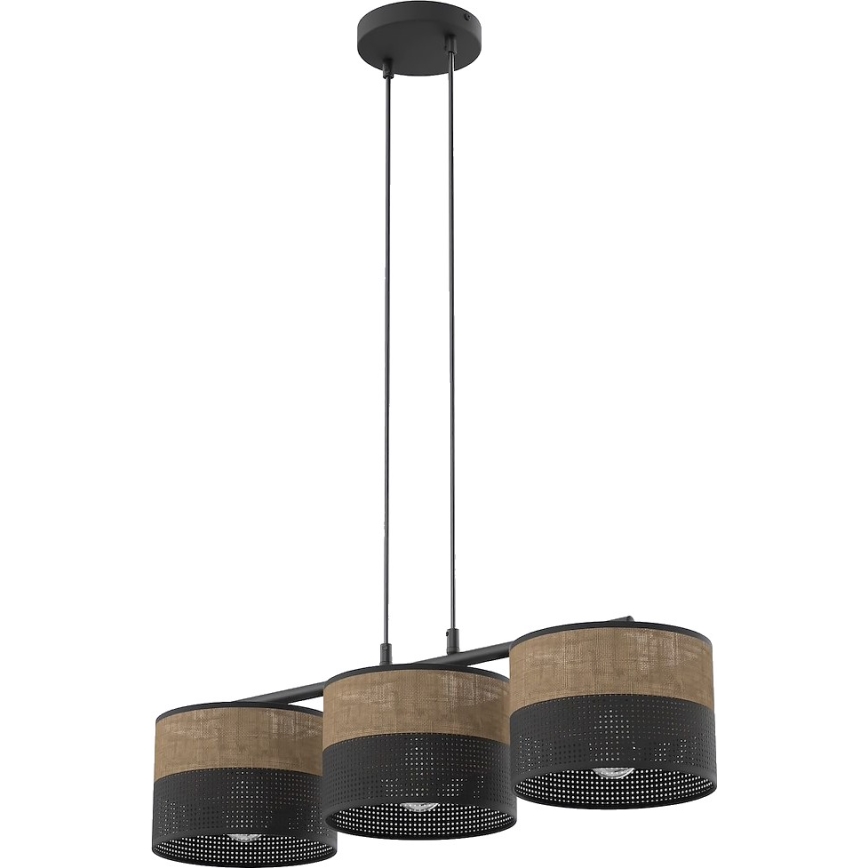 Pakaramā lampa uz kabeļa KARBON 3xE27/15W/230V melna/brūna