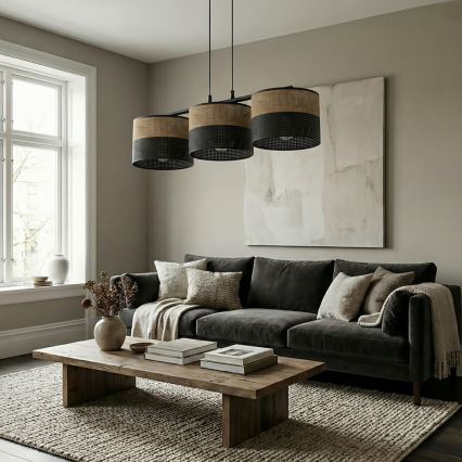 Pakaramā lampa uz kabeļa KARBON 3xE27/15W/230V melna/brūna