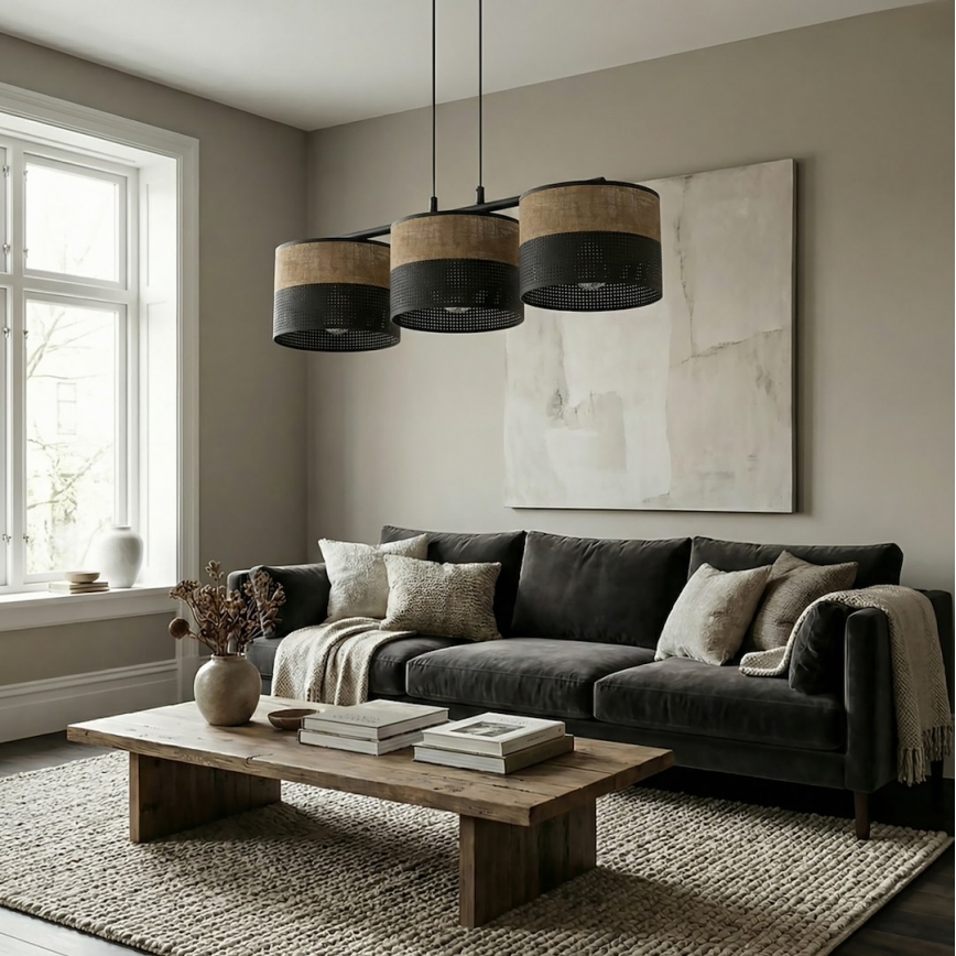 Pakaramā lampa uz kabeļa KARBON 3xE27/15W/230V melna/brūna