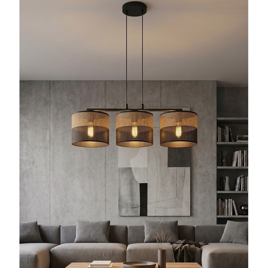 Pakaramā lampa uz kabeļa KARBON 3xE27/15W/230V melna/brūna