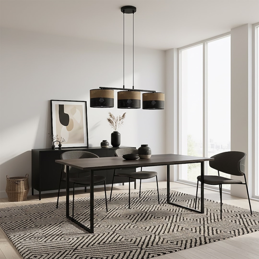 Pakaramā lampa uz kabeļa KARBON 3xE27/15W/230V melna/brūna