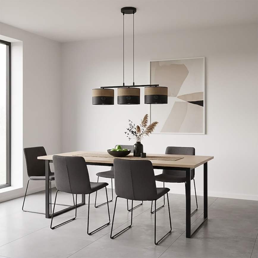 Pakaramā lampa uz kabeļa KARBON 3xE27/15W/230V melna/brūna