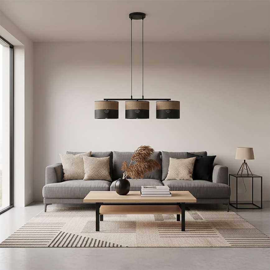 Pakaramā lampa uz kabeļa KARBON 3xE27/15W/230V melna/brūna