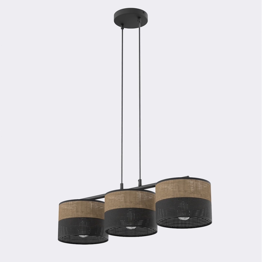 Pakaramā lampa uz kabeļa KARBON 3xE27/15W/230V melna/brūna