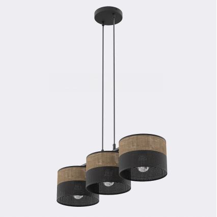Pakaramā lampa uz kabeļa KARBON 3xE27/15W/230V melna/brūna