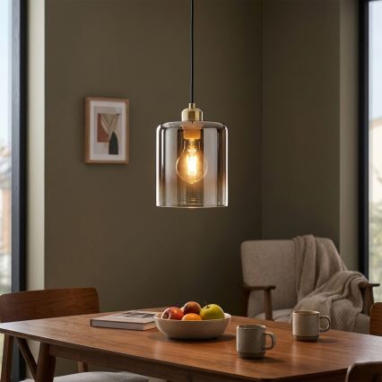 Pakaramā lampa uz kabeļa LIAH 1xE27/15W/230V zelta/dūmakaini brūna