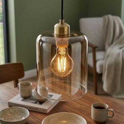 Pakaramā lampa uz kabeļa LIAH 1xE27/15W/230V zelta/dūmakaini brūna