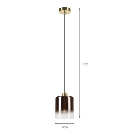 Pakaramā lampa uz kabeļa LIAH 1xE27/15W/230V zelta/dūmakaini brūna