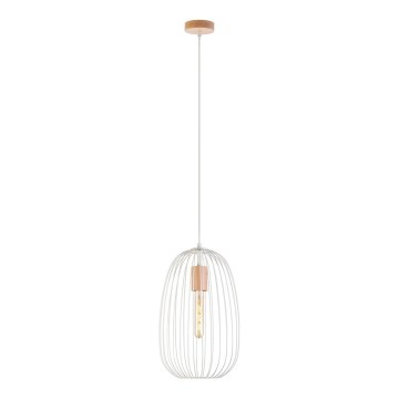 Pakaramā lampa uz kabeļa OVELLA 1xE27/15W/230V Ø 25 cm krēmkrāsas/priede