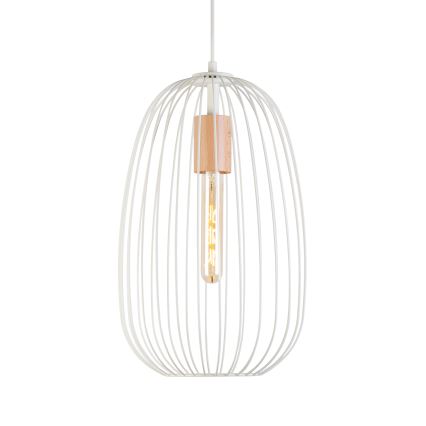 Pakaramā lampa uz kabeļa OVELLA 1xE27/15W/230V Ø 25 cm krēmkrāsas/priede