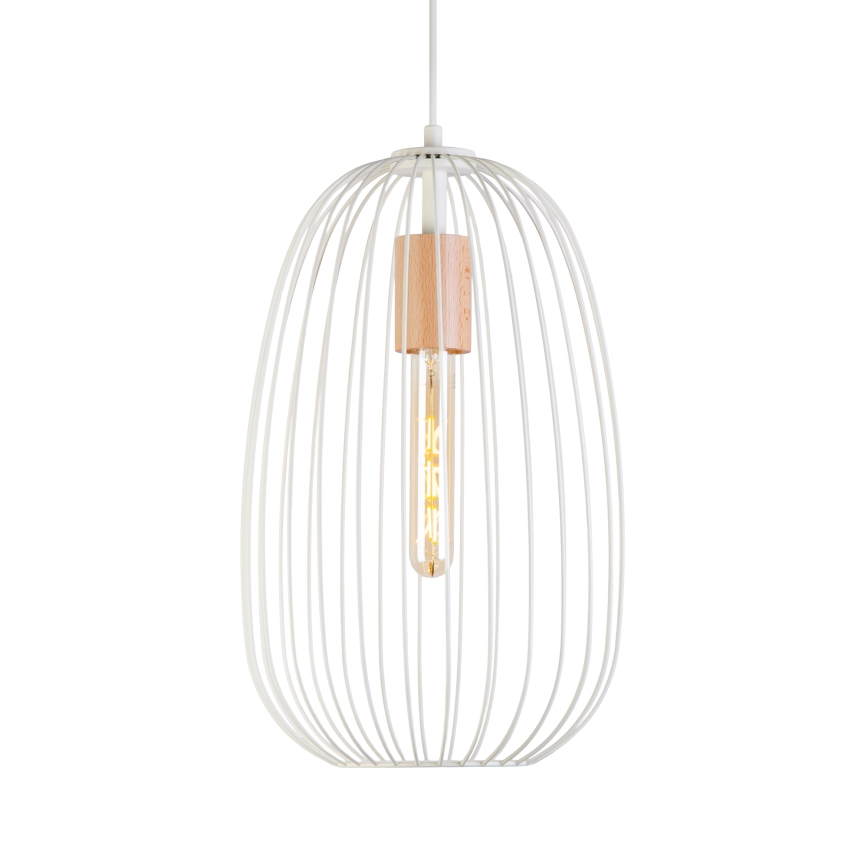 Pakaramā lampa uz kabeļa OVELLA 1xE27/15W/230V Ø 25 cm krēmkrāsas/priede
