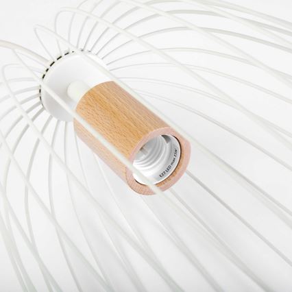 Pakaramā lampa uz kabeļa OVELLA 1xE27/15W/230V Ø 25 cm krēmkrāsas/priede