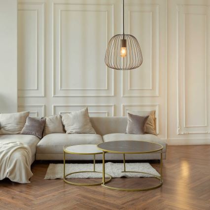 Pakaramā lampa uz kabeļa OVELLA 1xE27/15W/230V Ø 36 cm bēša