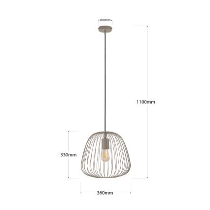 Pakaramā lampa uz kabeļa OVELLA 1xE27/15W/230V Ø 36 cm bēša