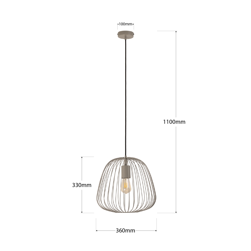 Pakaramā lampa uz kabeļa OVELLA 1xE27/15W/230V Ø 36 cm bēša