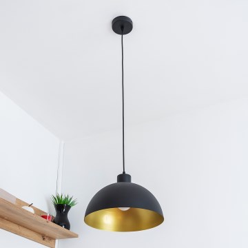 Pakaramā lampa uz kabeļa VESPER 1xE27/15W/230 Ø 30 cm melna/zelta