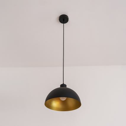 Pakaramā lampa uz kabeļa VESPER 1xE27/15W/230 Ø 30 cm melna/zelta