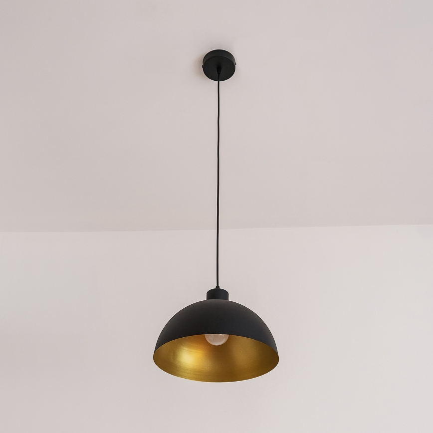 Pakaramā lampa uz kabeļa VESPER 1xE27/15W/230 Ø 30 cm melna/zelta